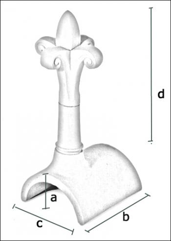 Half round ridge with fleur de lys finial
